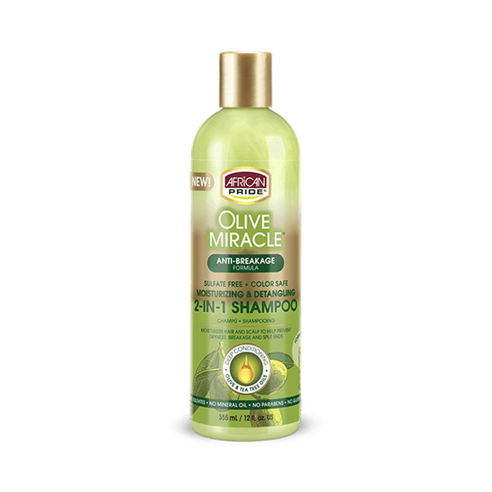 African Pride Olive Miracle 2-in-1 Shampoo and Conditioner 12 fl.oz.