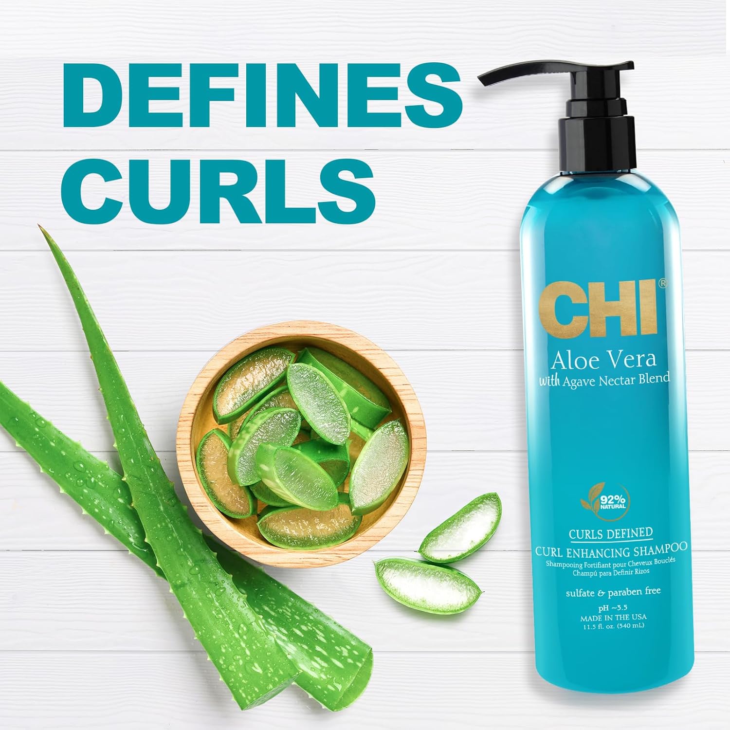 CHI Aloe Vera Curls Defined Curl Enhancing Shampoo 340ml