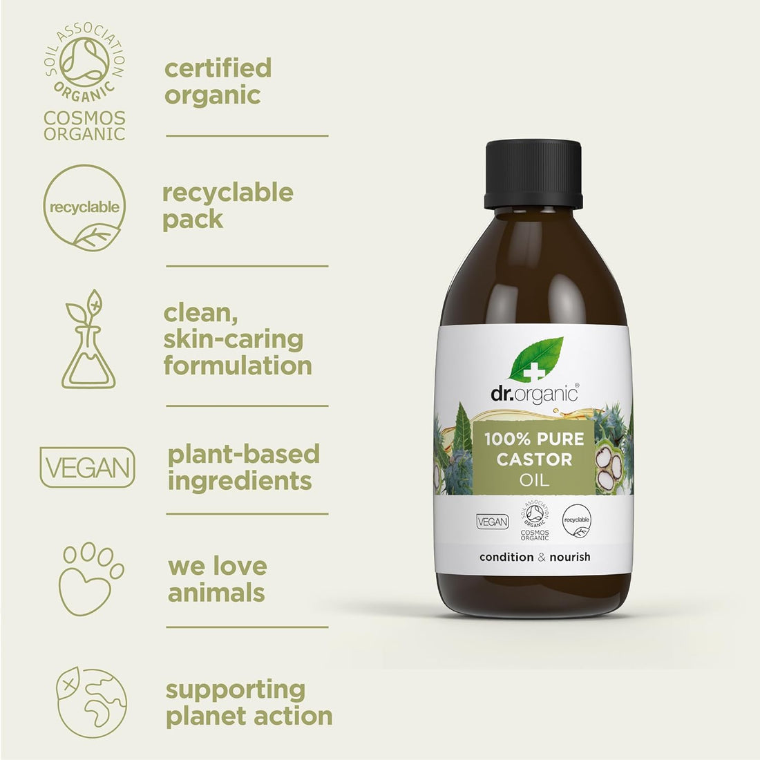 Dr Organic 100% Pure Castor Oil 250ml