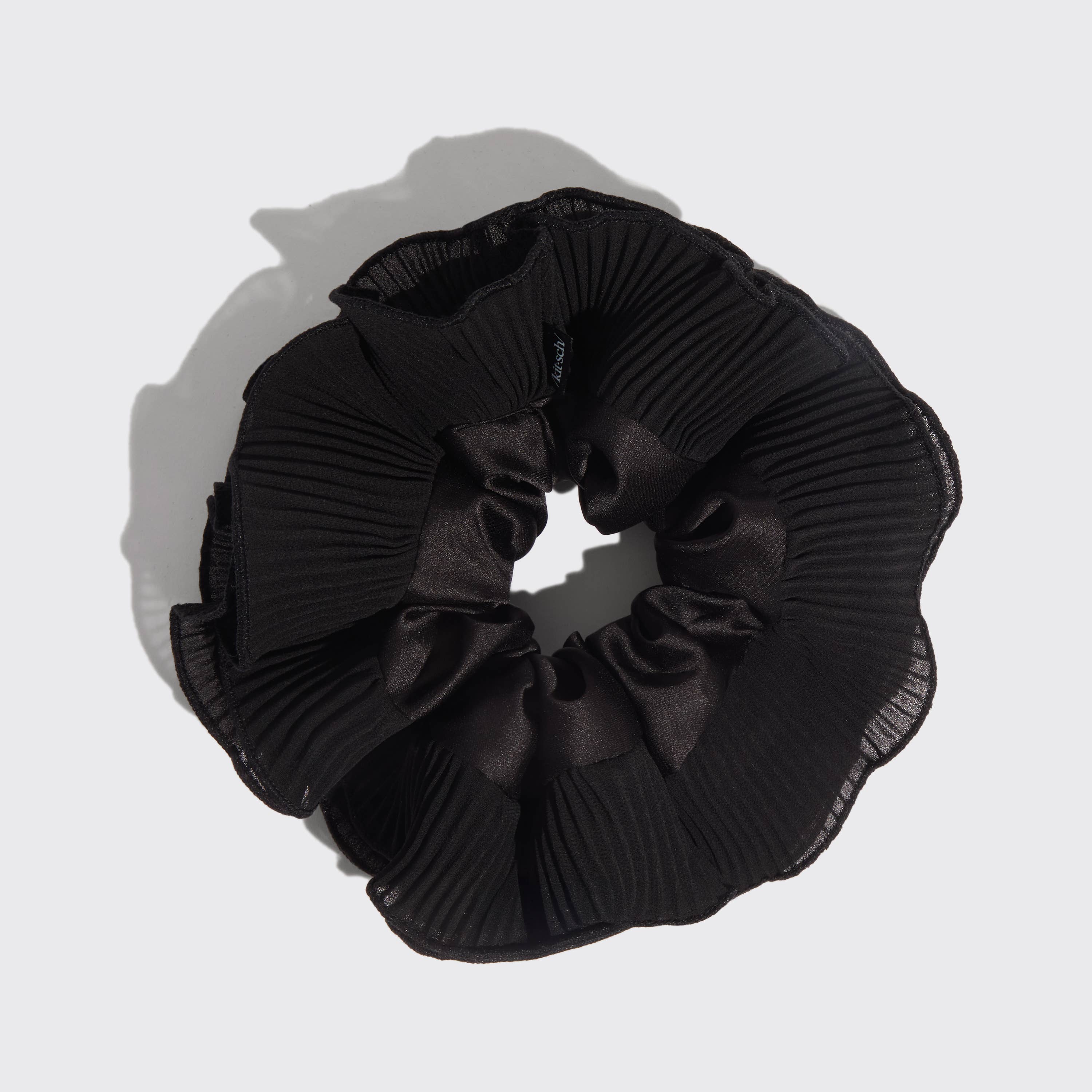 Kitsch Pleated Scrunchie - Halloween Black