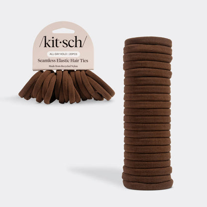 Kitsch Seamless Hair Elastics 20pc Set - Chocolate
