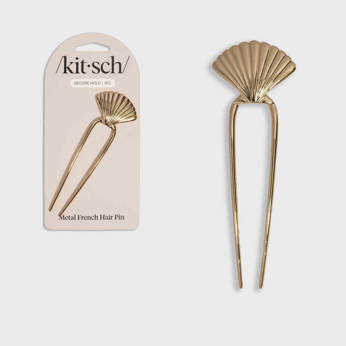 Kitsch Metal Clam Shell French Hair Pin - Gold