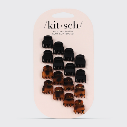 Kitsch Eco-Friendly Mini Classic Claw Clips 16pc - Black &amp; Tort