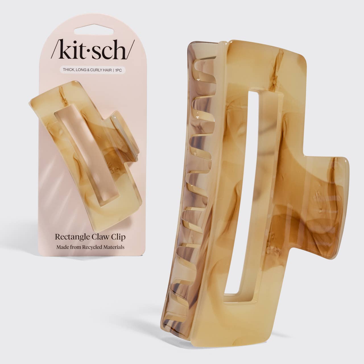 Kitsch Jumbo Open Shape Claw Clip - Chocolate Marble