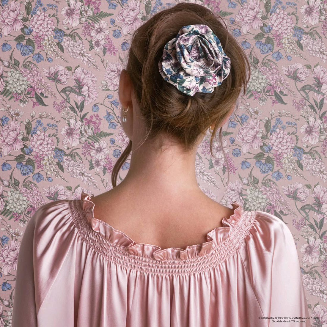 Bridgerton x Kitsch Satin Rosette Medium Flat Cloud Clip in Wisteria