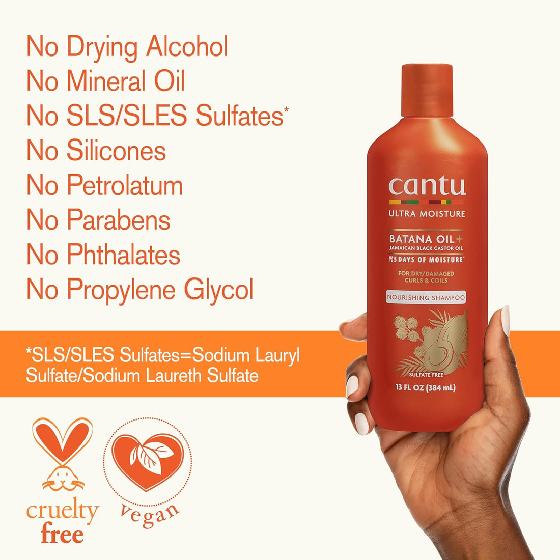 Cantu Ultra Moisture Batana Oil + Jamaican Castor Oil Nourishing Shampoo 384ml