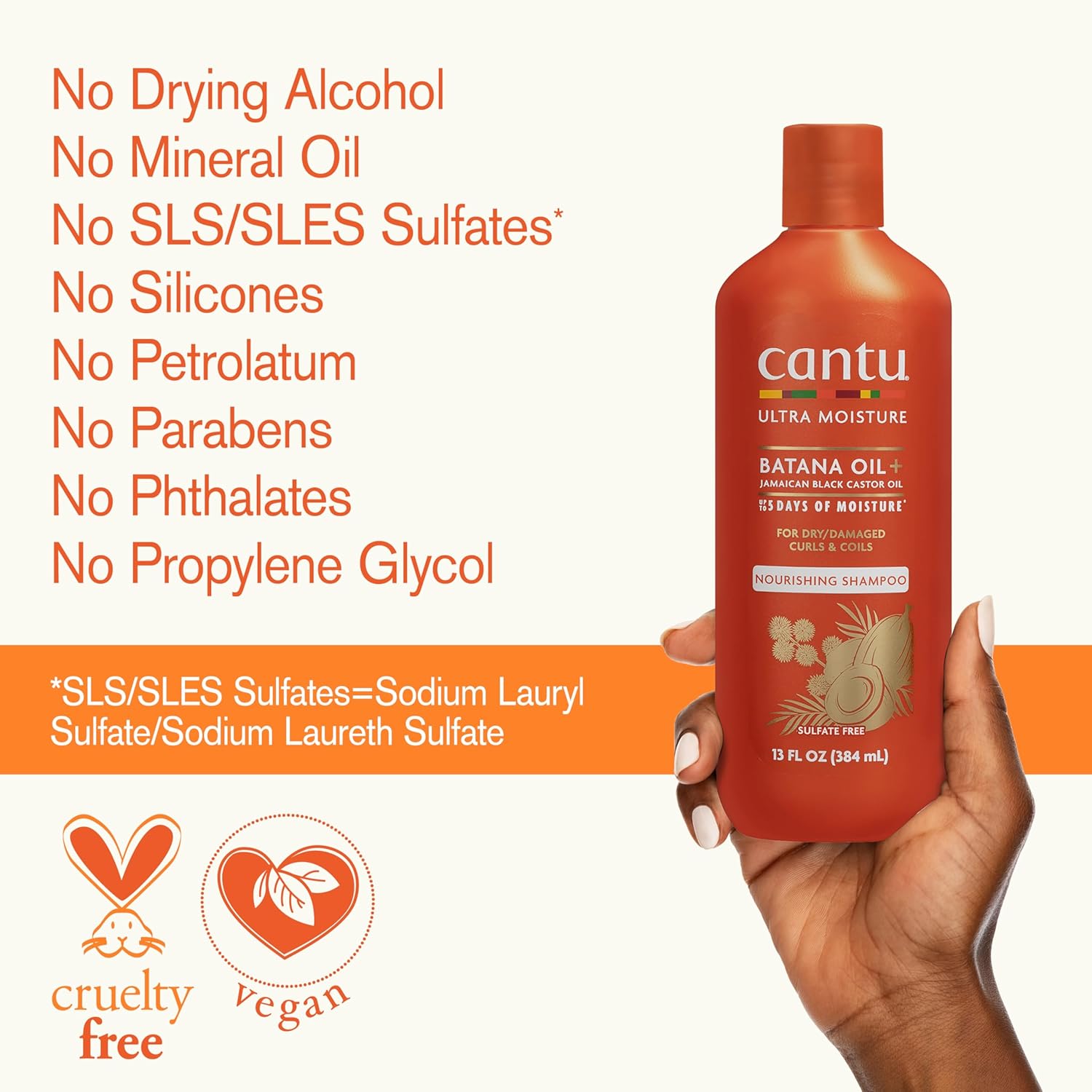 Cantu Ultra Moisture Batana Oil + Jamaican Castor Oil Nourishing Shampoo 384ml