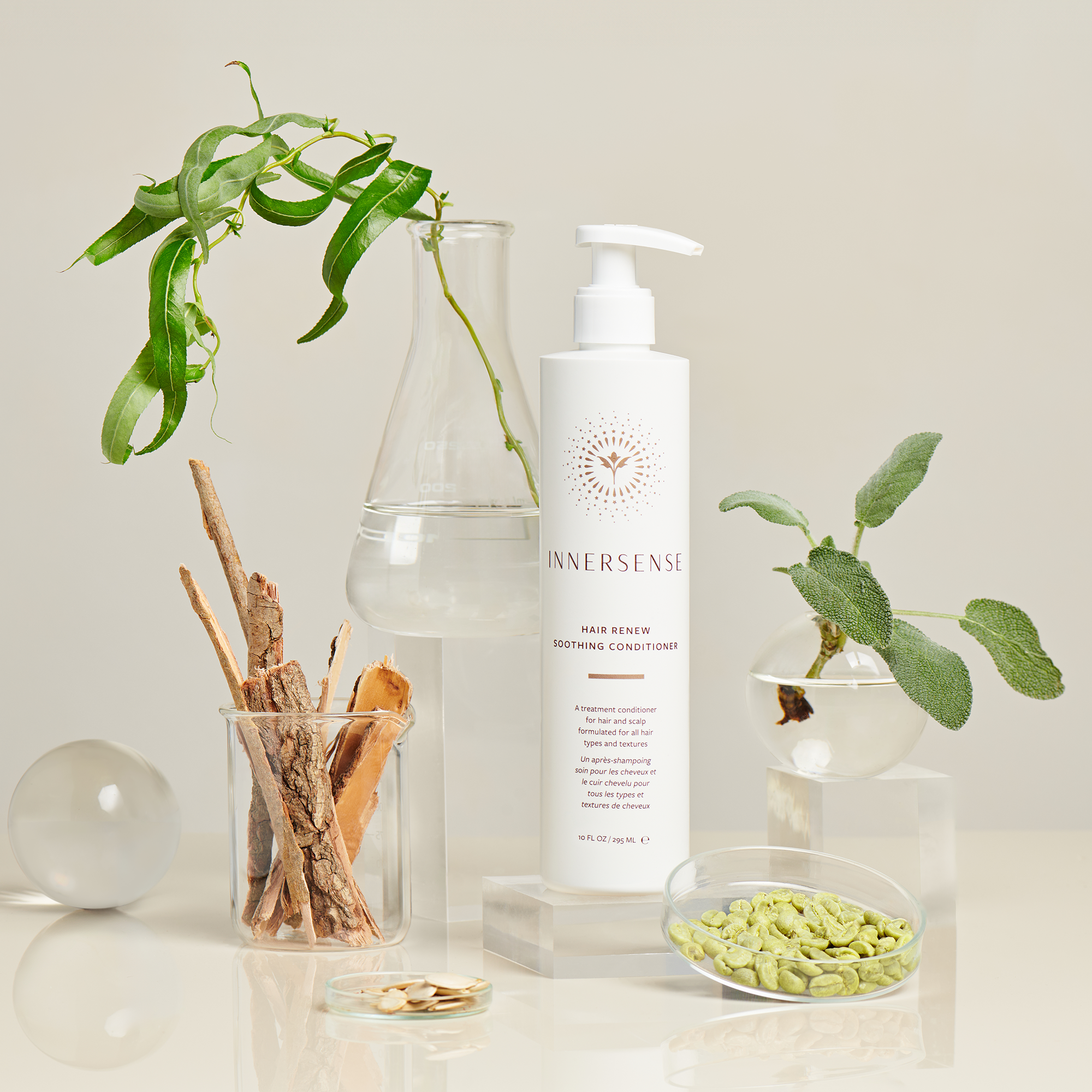 Scalp-friendly conditioner for dry and flaky scalp care. Innersense Hair Renew Soothing Conditioner for Hair & Scalp