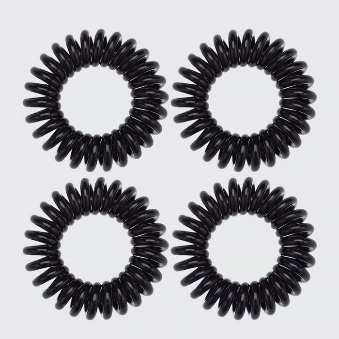 Kitsch Spiral Hair Ties 4 Pc - Black