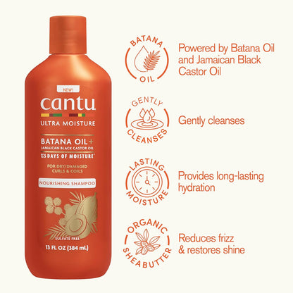 Cantu Ultra Moisture Batana Oil + Jamaican Castor Oil Nourishing Shampoo 384ml