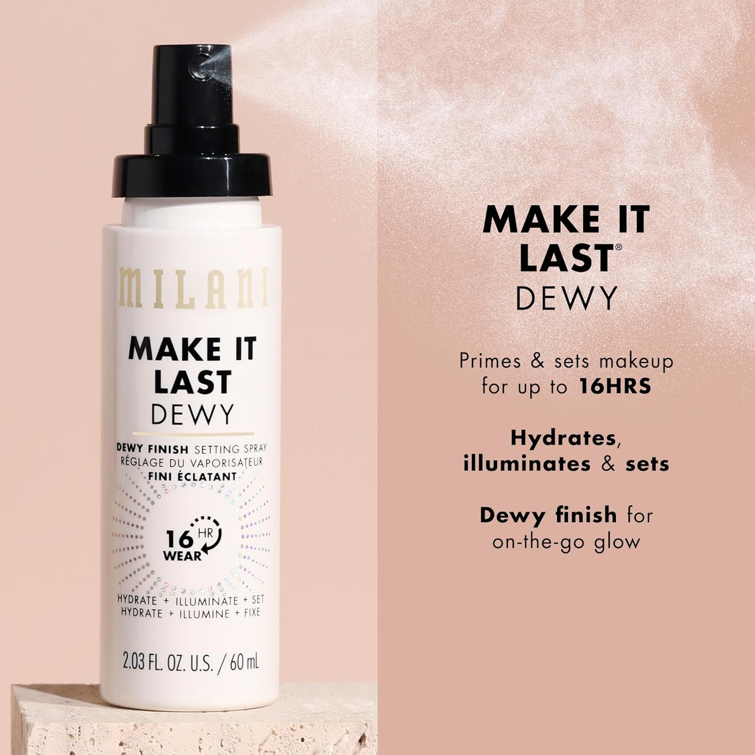 Milani Make It Last Dewy Setting Spray Hydrate + Illuminate + Set 60ml