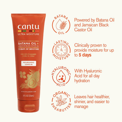 Cantu Ultra Moisture Batana Oil + Jamaican Castor Oil Nourishing Leave-In 236ml
