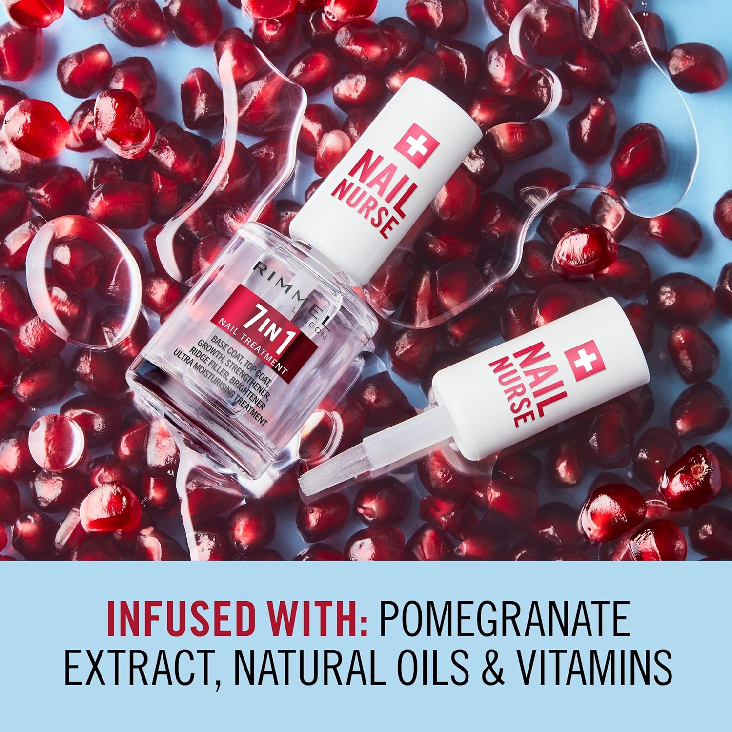 Rimmel London Nail Nurse 7 in 1 Nail Treatment 12ml infused with pomegranate 