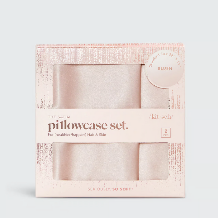Kitsch Holiday Satin Pillowcase Set (2 Pack) - Blush