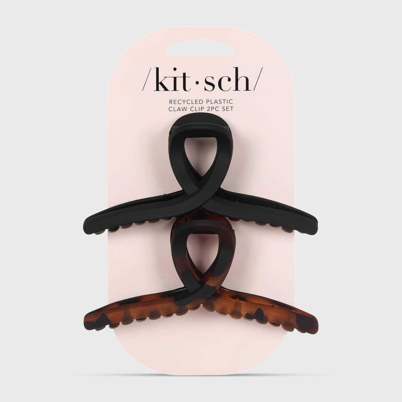 Kitsch Recycled Plastic Large Loop Claw Clips 2pc - Black &amp; Tort