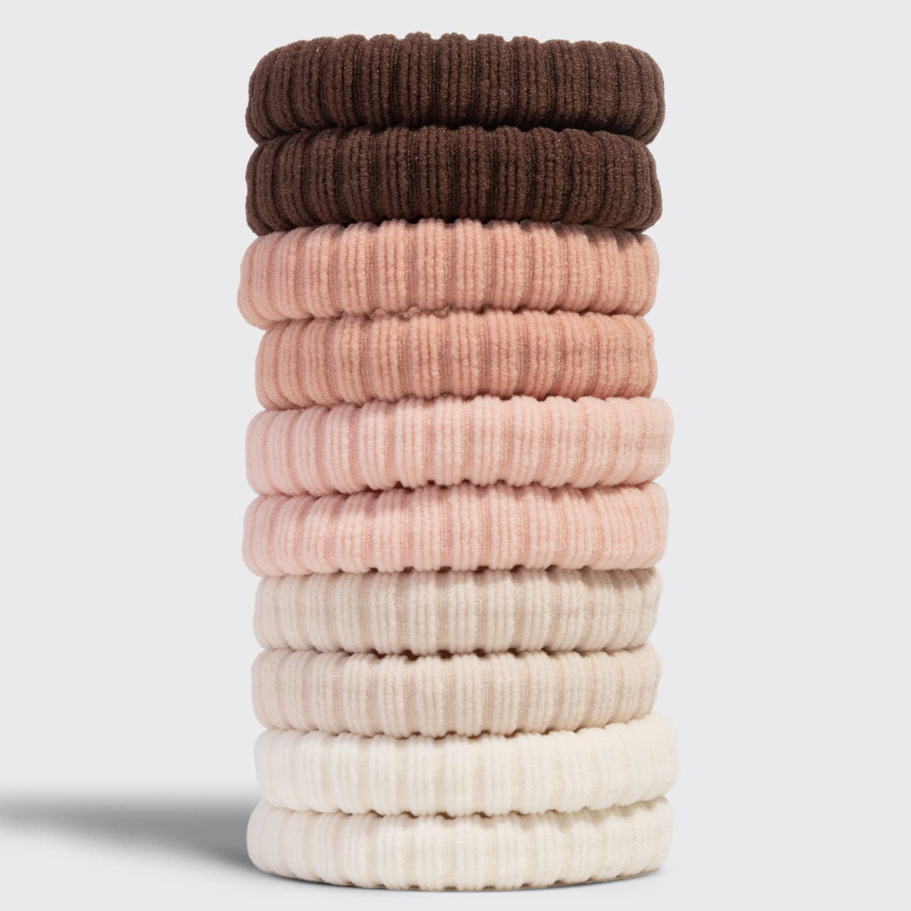 Kitsch Ribbed Hair Elastics 10pc Set - Blush