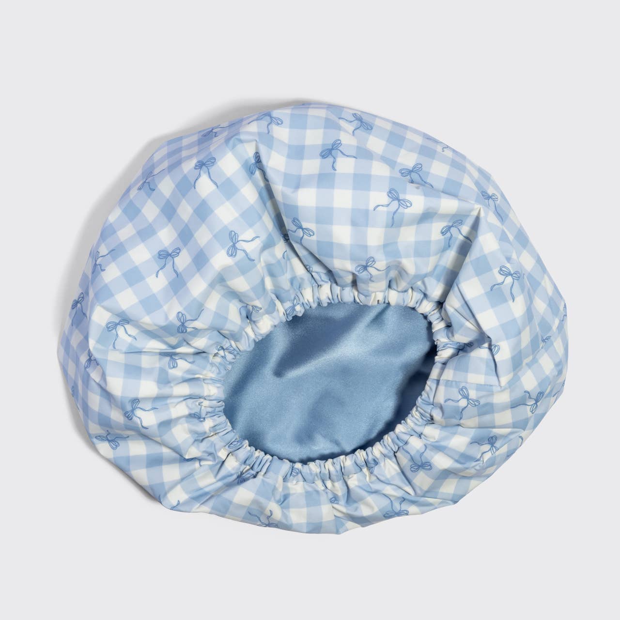 Kitsch Satin Lined Flexi Shower Cap - Gingham Blue
