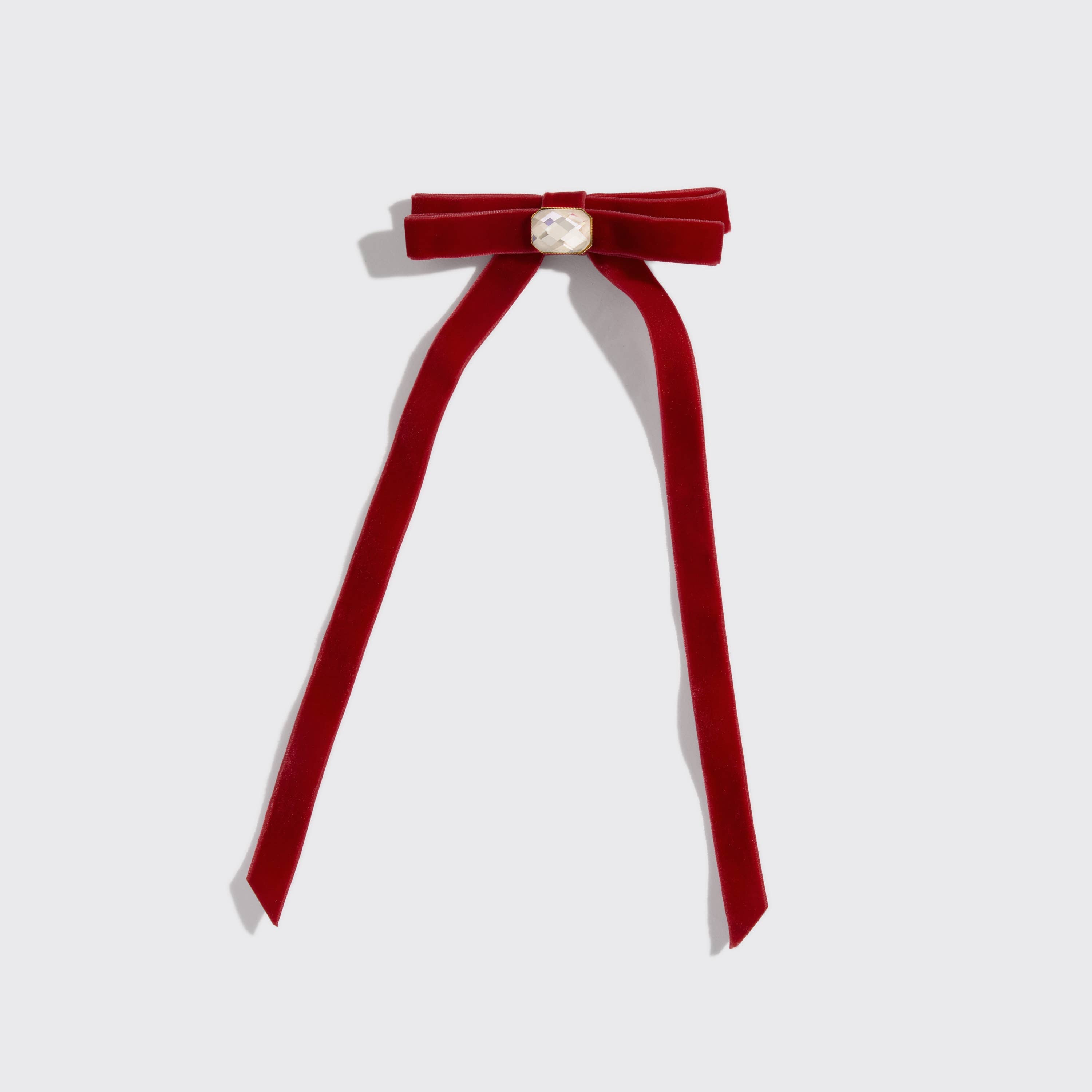 Kitsch Holiday Velvet &amp; Gemstone Bow Hair Clip