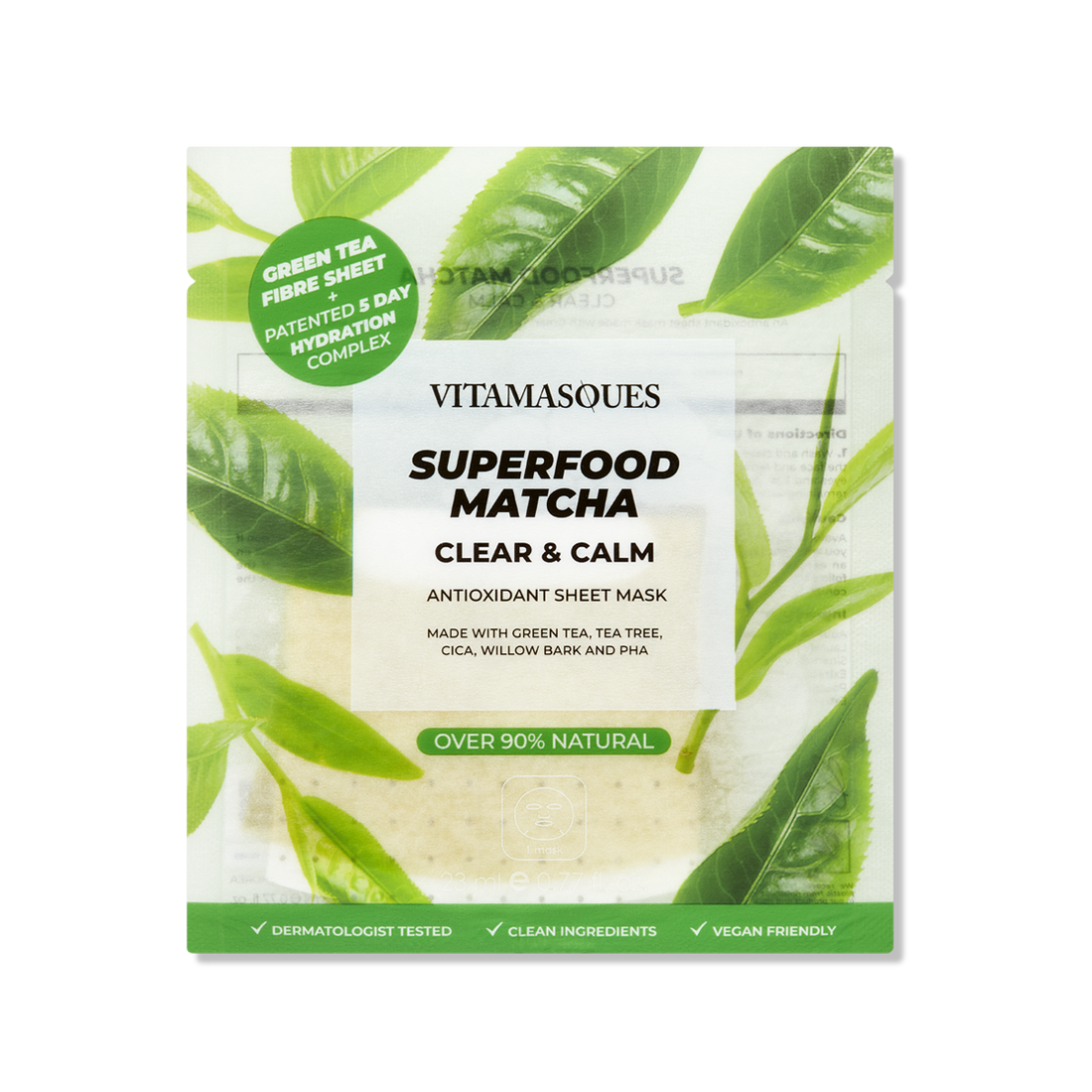 Vitamasques Superfood Matcha Clear & Calm Antioxidant Face Sheet Mask