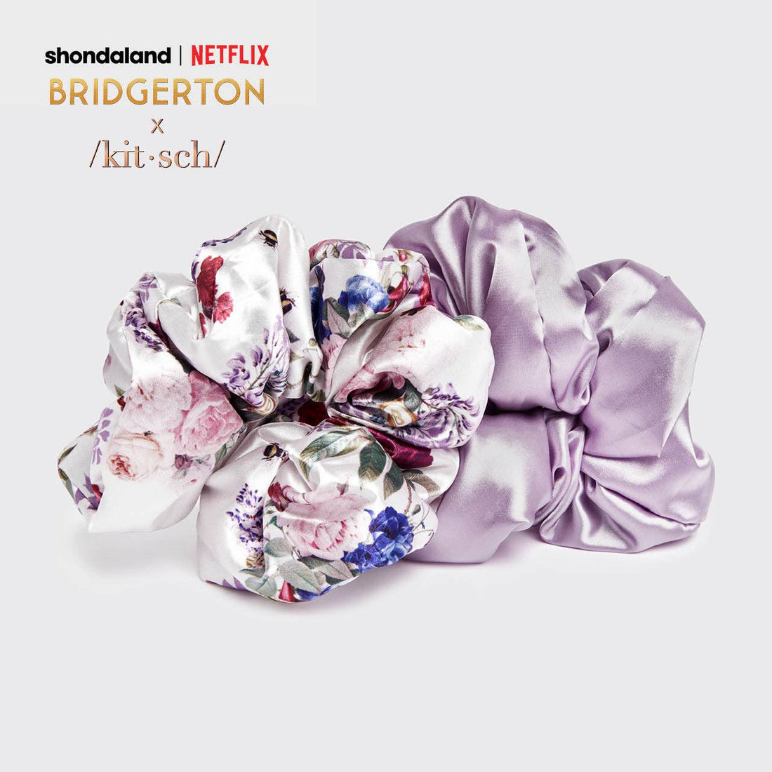 Kitsch x Bridgerton Satin Pillow Scrunchies 2pc - Floral