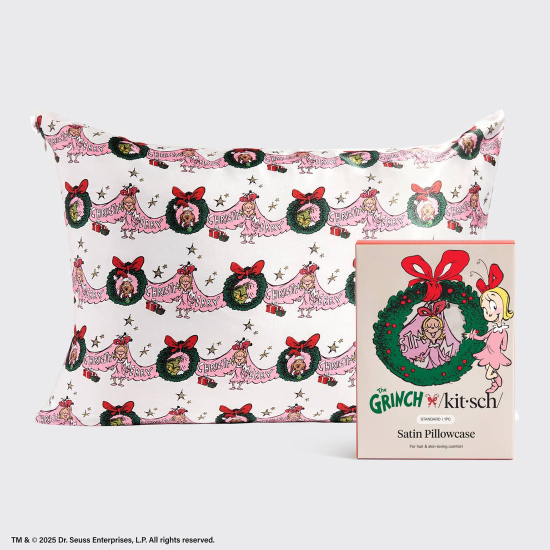 The Grinch x Kitsch Satin Pillowcase in Cindy Lou Who