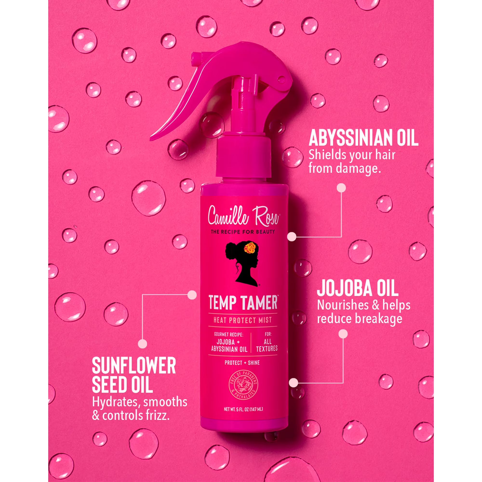 Camille Rose Temp Tamer Heat Protect Mist 5oz / 147ml