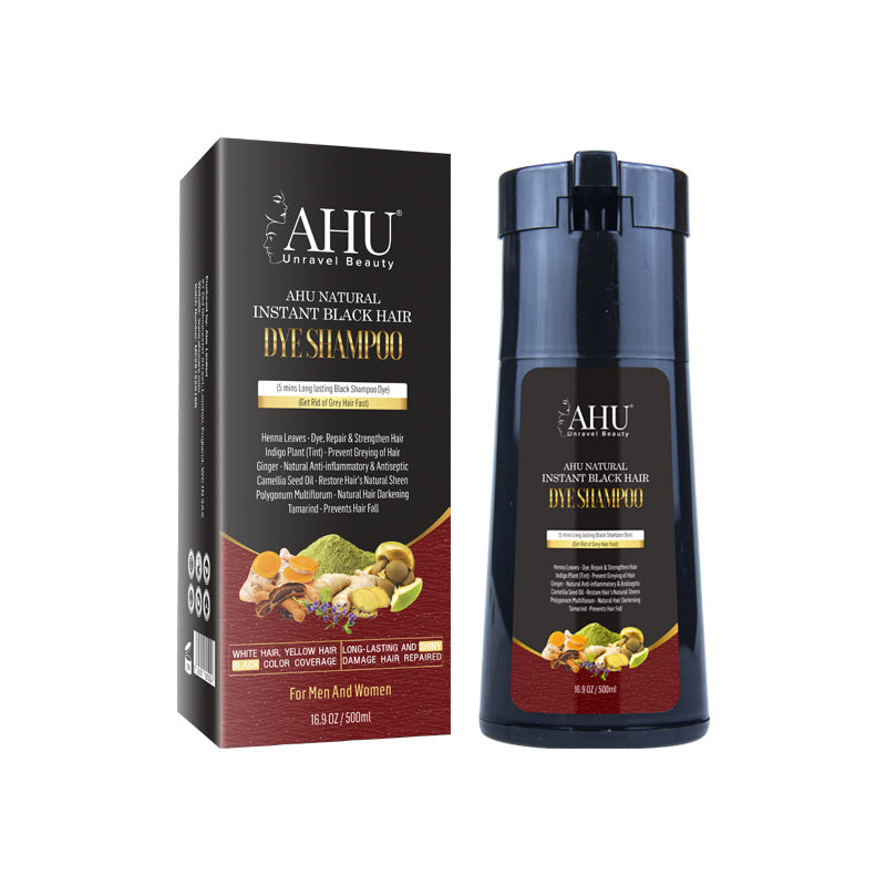 AHU Natural Instant Dye Shampoo 500ml Black
