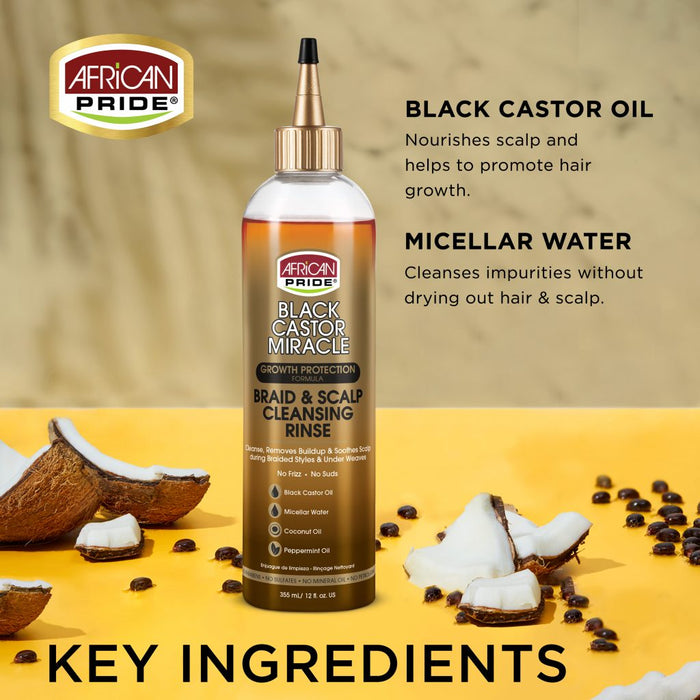 African Pride Black Castor Miracle Braid & Scalp Cleansing Rinse 12oz