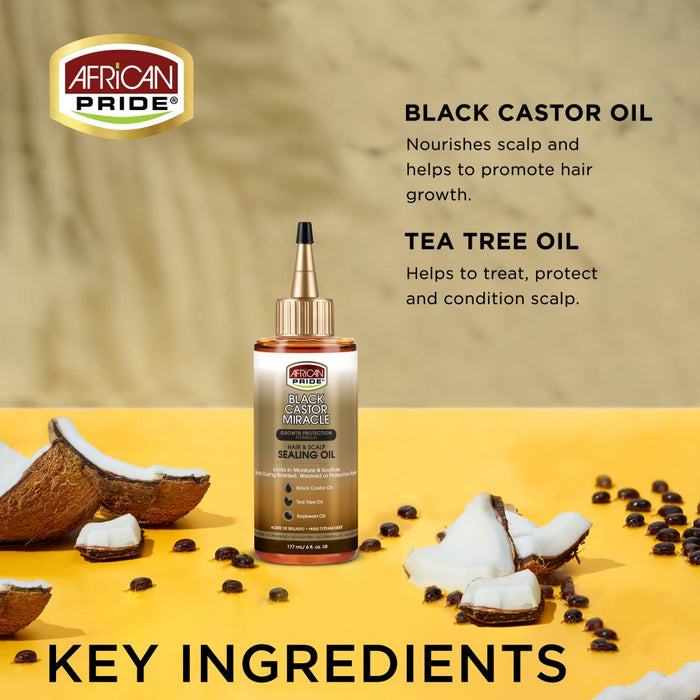 African Pride Black Castor Miracle Hair & Scalp Sealing Oil 6oz