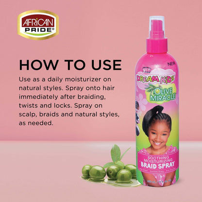African Pride Dream Kids Olive MiracleSoothing Moisturising Braid Spray 12oz