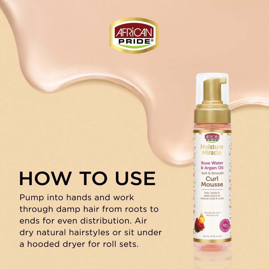 African Pride Moisture Miracle Rose Water &amp; Argan Oil Curl Mousse 8.5oz