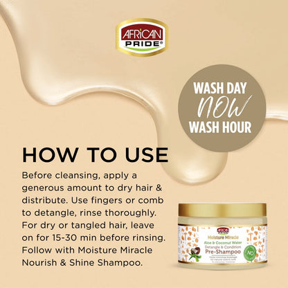 African Pride Moisture Miracle Aloe &amp; Coconut Water Pre-Shampoo 12oz