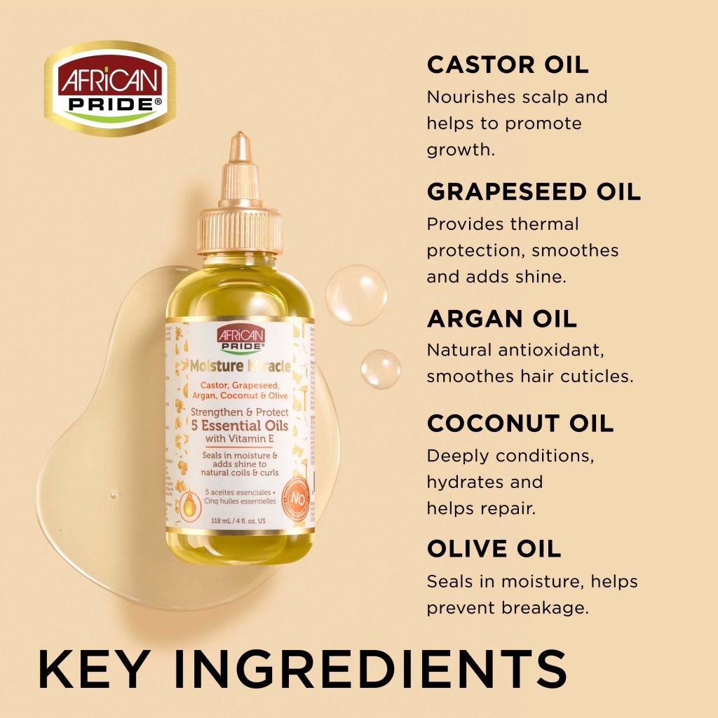 African Pride Moisture Miracle Castor, Grapeseed, Argan, Coconut & Oli – Kiyo Beauty