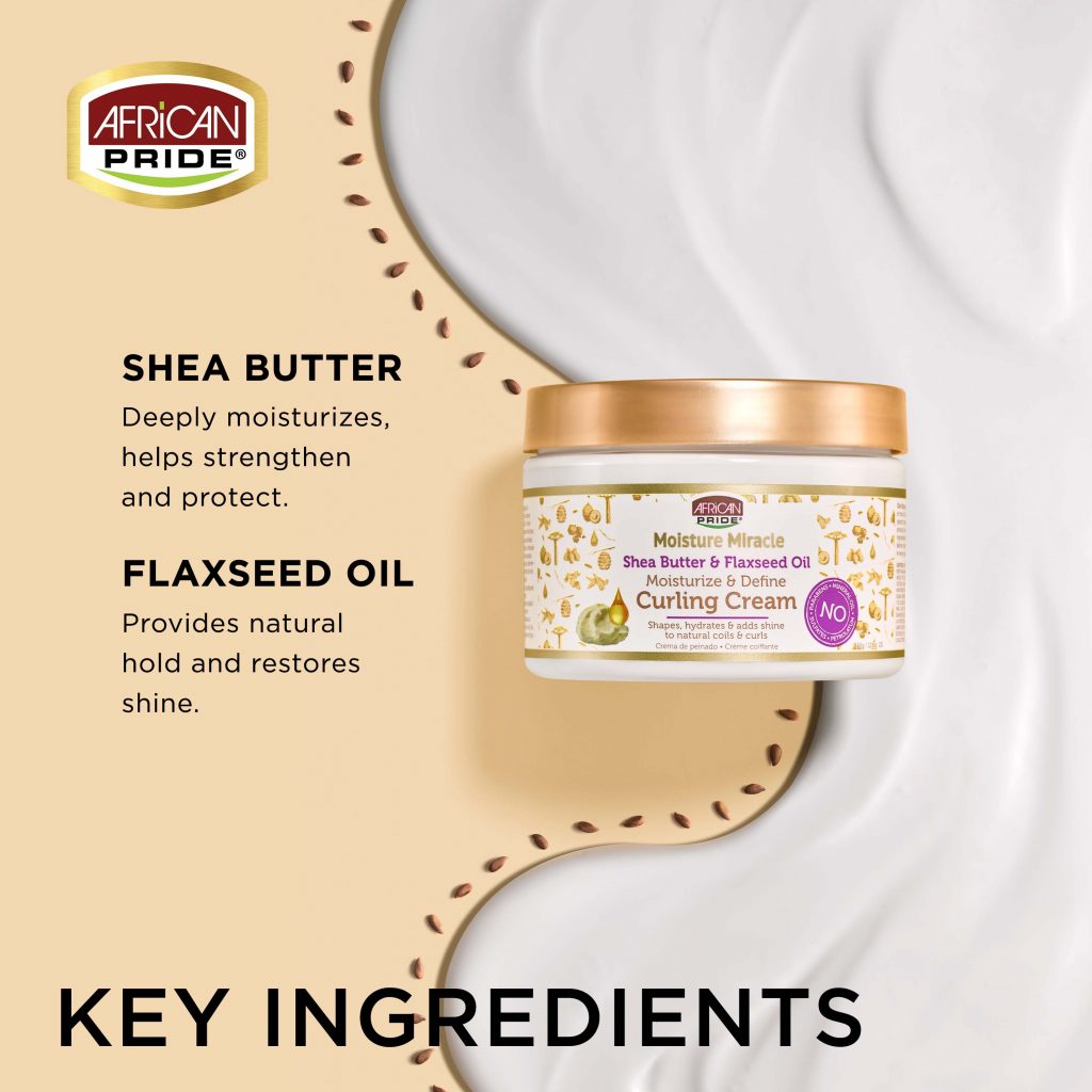 African Pride Moisture Miracle Shea Butter & Flaxseed Oil Curling Cream 12oz