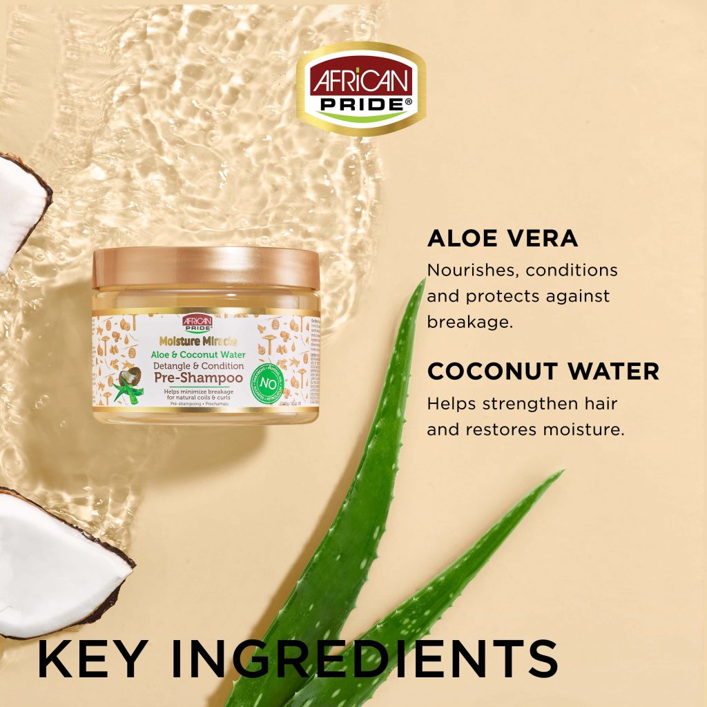 African Pride Moisture Miracle Aloe &amp; Coconut Water Pre-Shampoo 12oz