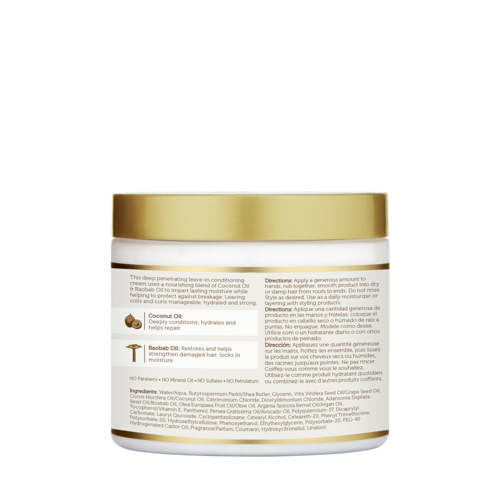 African Pride Moisture Miracle Coconut Oil & Baobab Oil Leave-In Cream 15oz