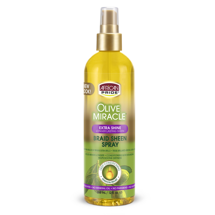 African Pride Olive Miracle Braid Sheen Spray Extra Shine 12oz