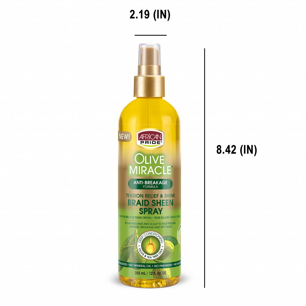 African Pride Olive Miracle Tension Relief &amp; Shine Braid Sheen Spray 12oz