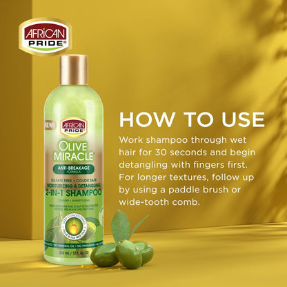 African Pride Olive Miracle Moisturizing &amp; Detangling 2-in-1 Shampoo 12oz