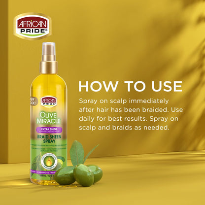 African Pride Olive Miracle Braid Sheen Spray Extra Shine 12oz