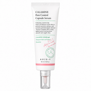 axis-y calamine pore control capsule serum 50ml tube with calamine, diospyros kaki leaf extract and bromelain on a white background