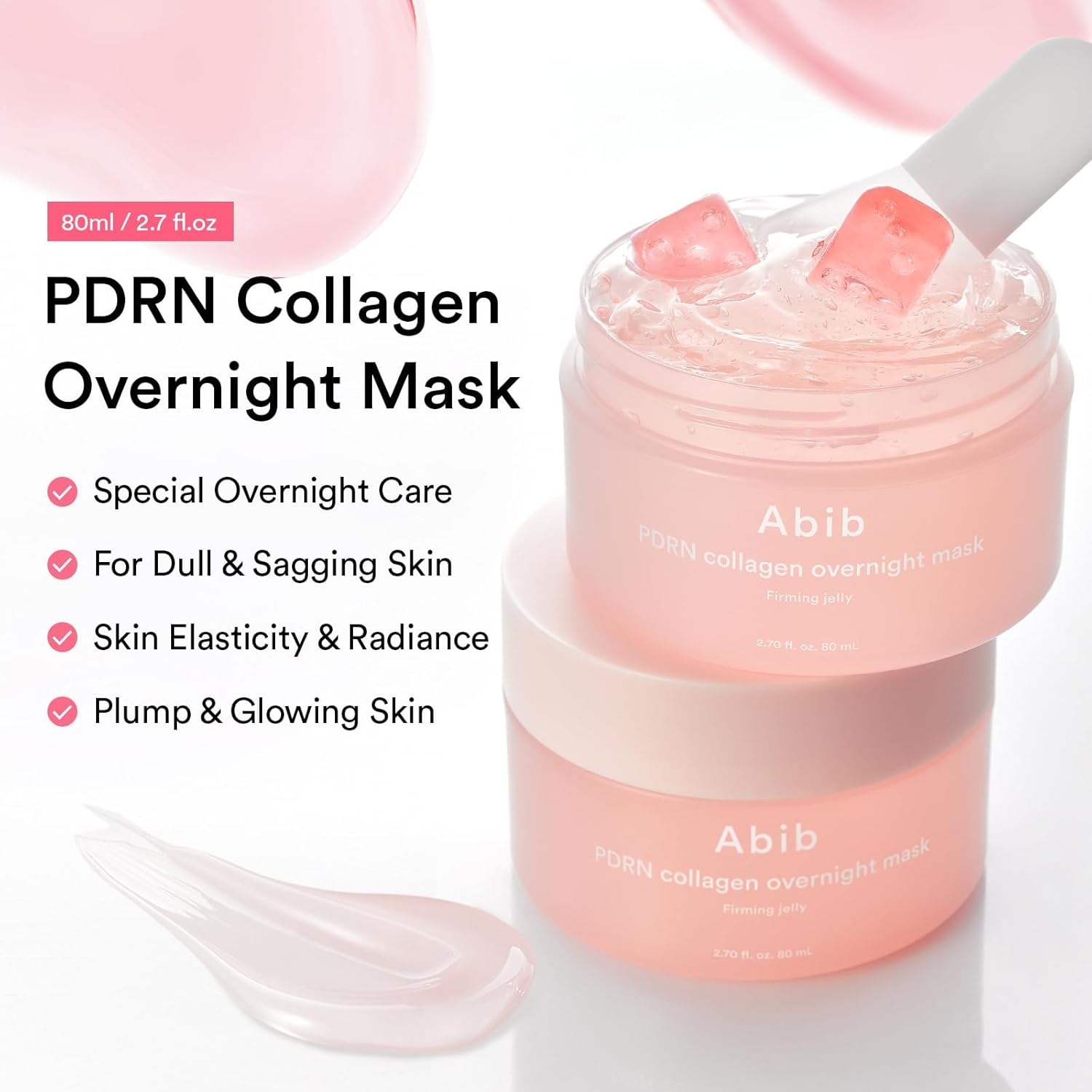 Abib PDRN Collagen Overnight Mask with product details on a white background