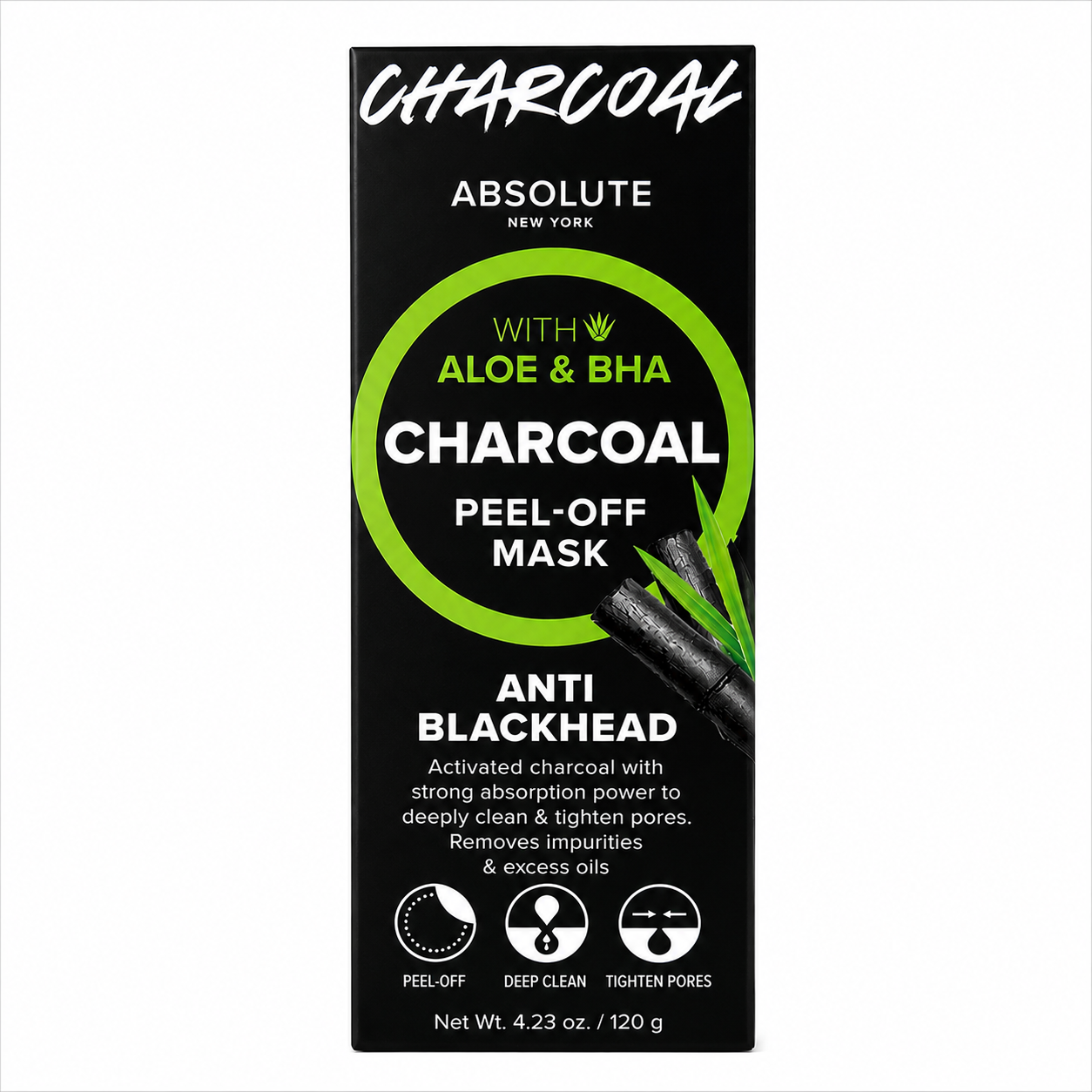 Absolute New York Charcoal Peel Off Mask With AHA &amp; BHA 120g boxed