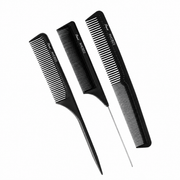 Absolute New York Professional Carbon Comb Set Pinccat Carbon Comb 22 three piece heat resistant carbon comb set available at Kiyo Beauty