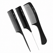 Absolute New York Professional Carbon Comb Set Pinccat Carbon Comb 23 three piece heat resistant carbon comb set available at Kiyo Beauty