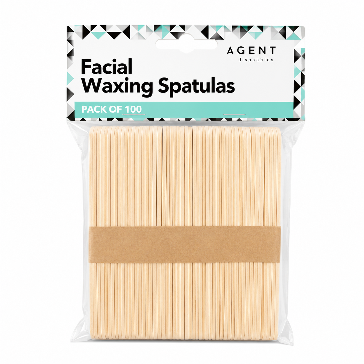 Agent Disposables Facial Wooden Waxing Spatulas 100 pack, disposable applicator sticks for applying hot or strip wax during professional facial hair removal