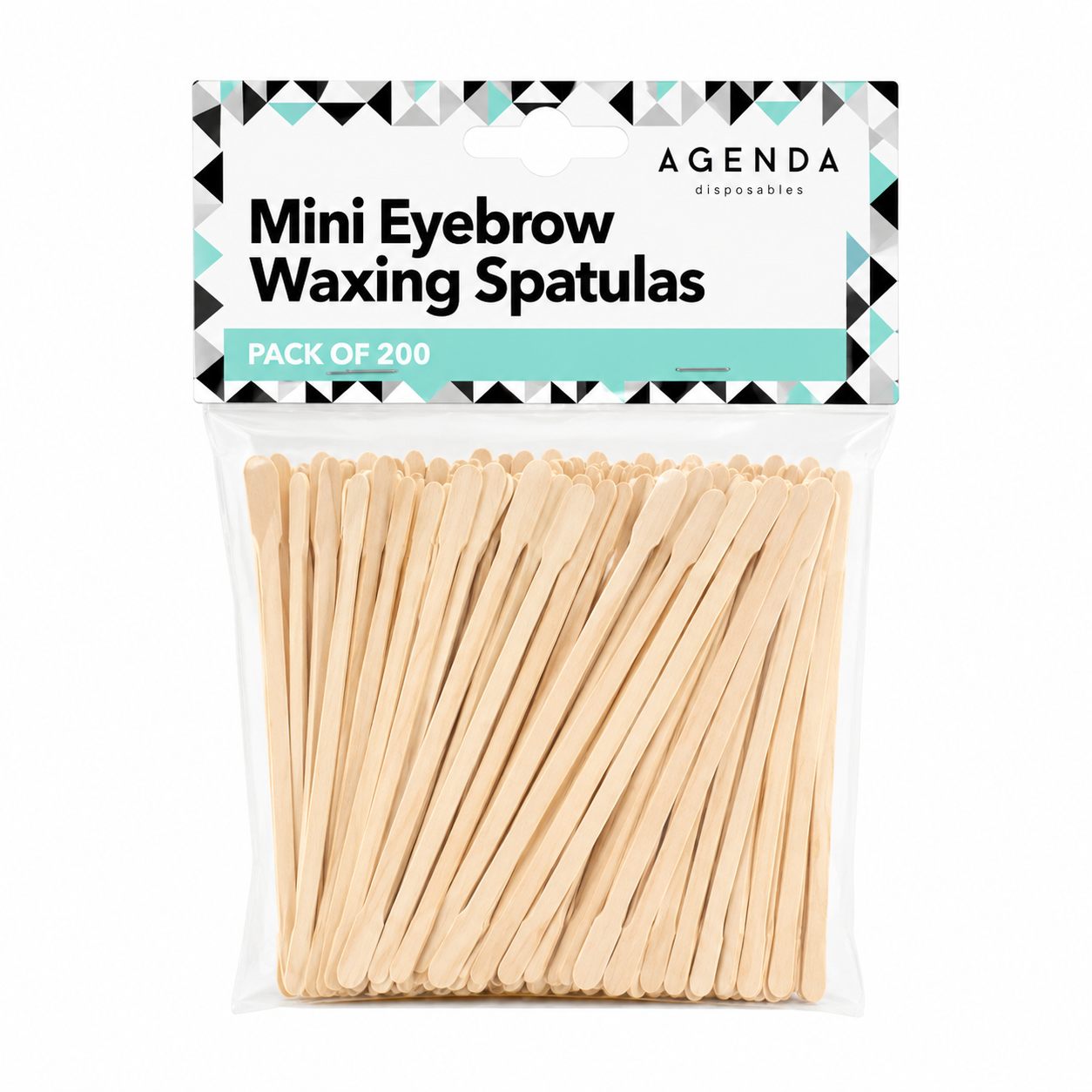 Agenda Disposables Mini Eyebrow Wooden Waxing Spatulas 200 pack, precision applicator sticks for professional eyebrow shaping and detailed facial waxing