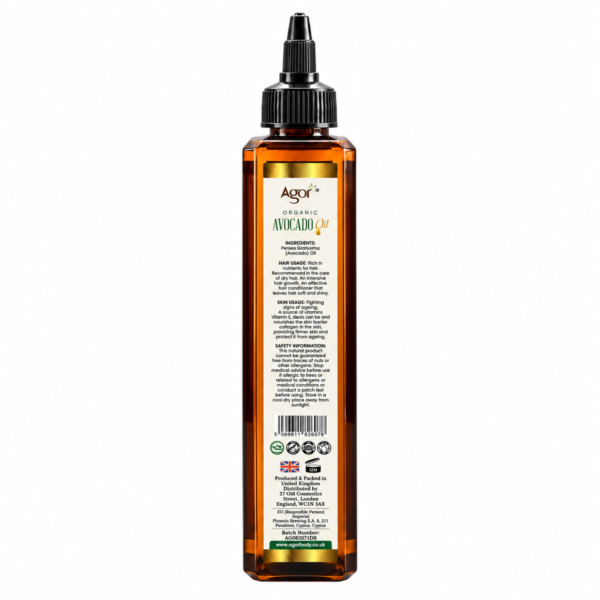 Agor Organic Avocado Oil For Hair & Body 250ml