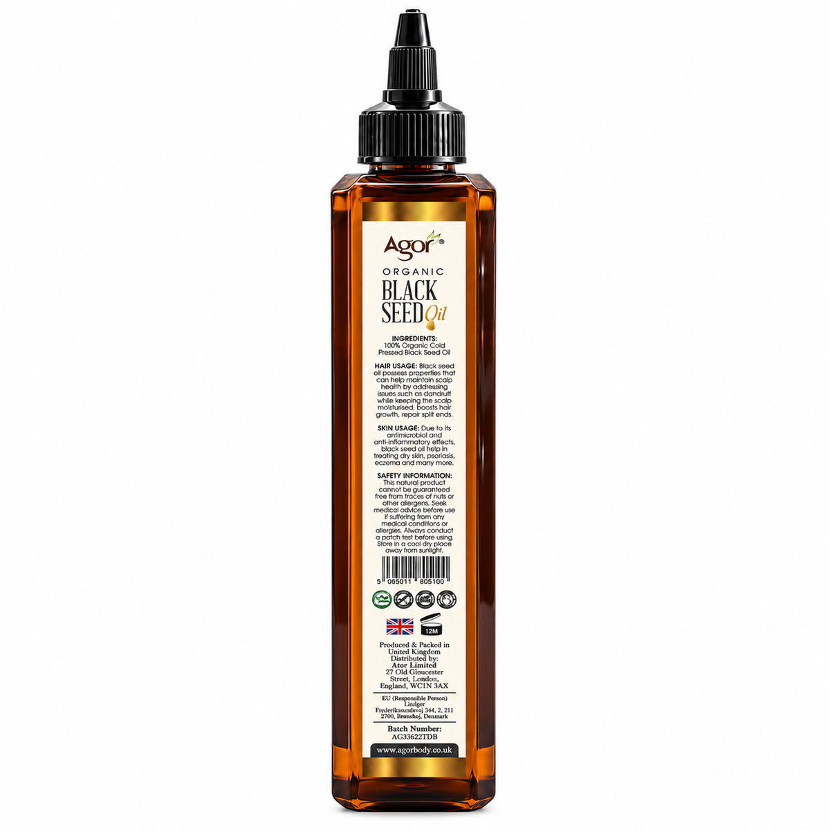Agor Organic Blackseed Oil For Hair & Body 250ml
