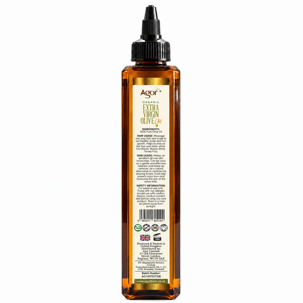 Agor Organic Extra Virgin Olive Oil For Hair & Body 250ml